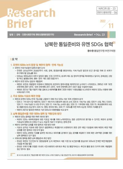 [한반도평화번영연구단-06] 남북한 통일준비와 유엔 SDGs 협력 표지이미지