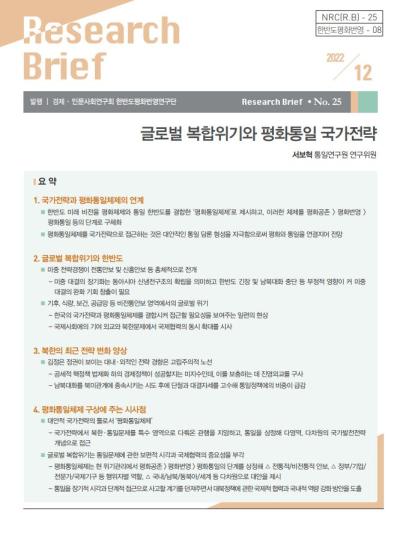 [한반도평화번영연구단-08] 글로벌 복합위기와 평화통일 국가전략 표지이미지