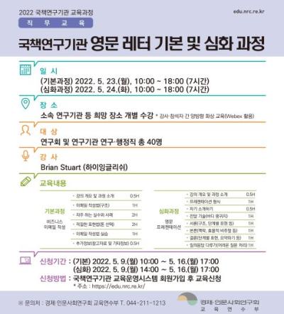 제2회 국책연구기관 영문레터 기본 및 심화과정 대표이미지