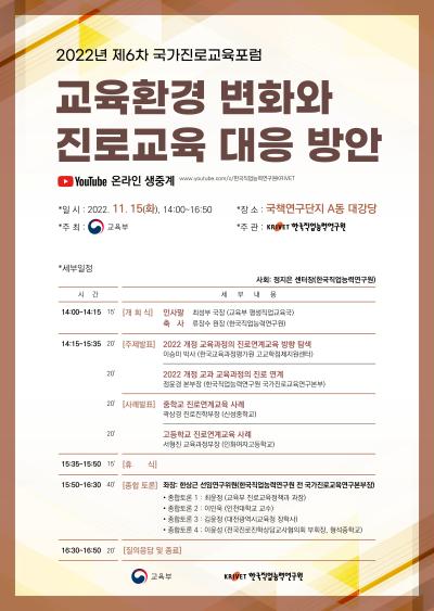 2022년 제6차 국가진로교육포럼 「교육환경 변화와 진로교육 대응 방안」 대표이미지