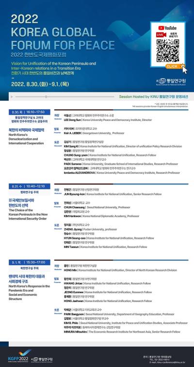 2022 한반도국제평화포럼(KGFP) 통일연구원 세션 개최 대표 이미지