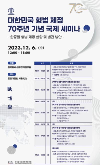 대한민국 형법 제정 70주년 기념 국제 세미나 대표 이미지
