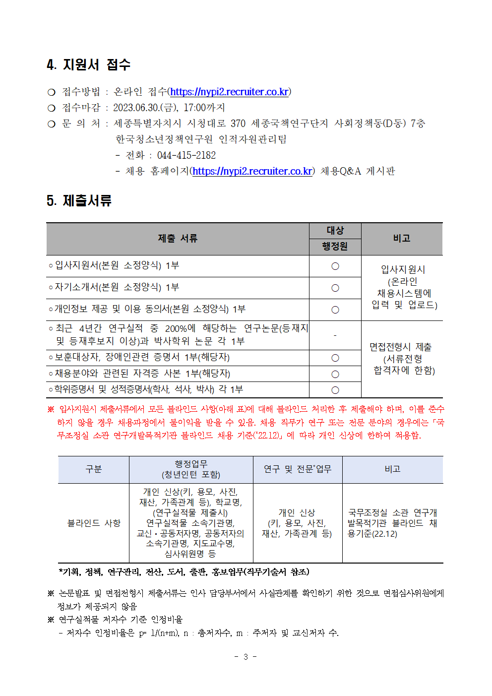 (3/5) [한국청소년정책연구원] 정규직(행정원) 채용 공고문 - 자세한 내용은 하단 참조