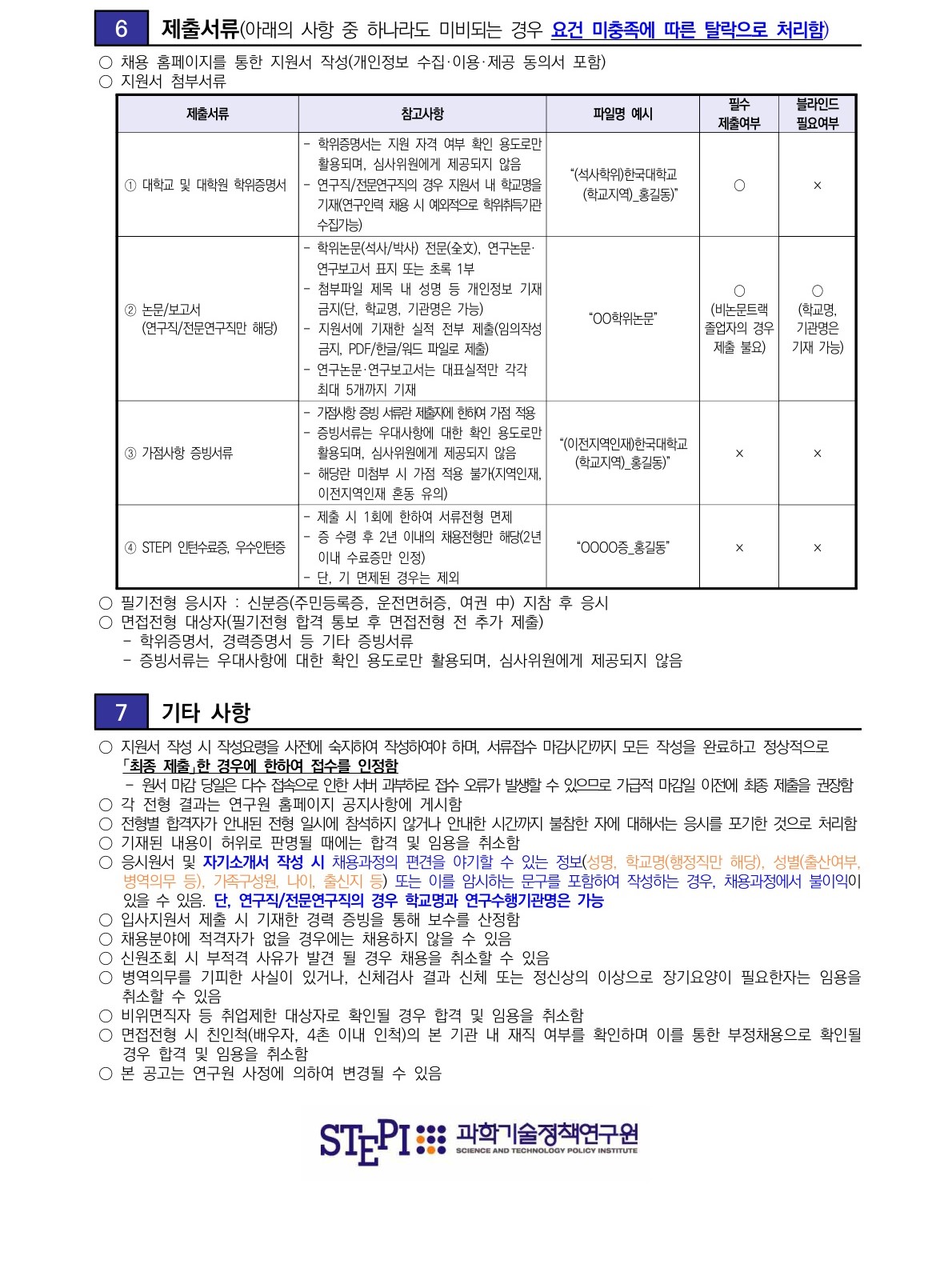 [과학기술정책연구원] 2025년 6차 전문연구직/행정직(정규직(무기계약직)) 채용 공고문 - 자세한 사항은 아래 첨부된 붙임1 - 2025년 6차 전문연구직／행정직(정규직(무기계약직)) 채용 공고문.pdf 참조